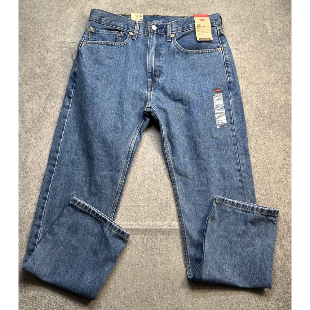 Levi's 505 Men's Regular Fit Blue Denim Jeans 34x32 Straight Classic Mid Rise